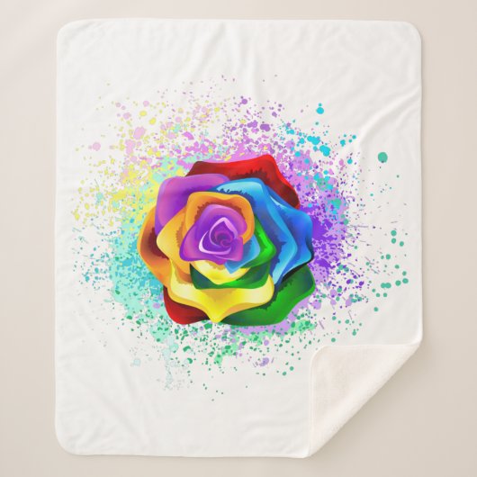 Couverture Sherpa Rose arc-en-ciel coloré (Devant)