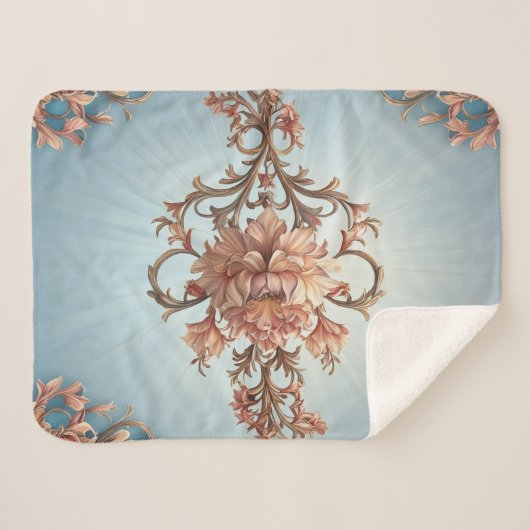 Couverture Sherpa Rose baroque (Devant (Horizontal))
