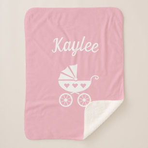 Couverture Sherpa Rose bébé personnalisé petite laine douce