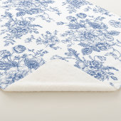 Couverture Sherpa Rose bleu vintage motif floral (3/4)