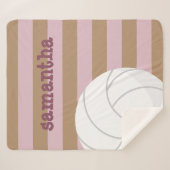 Couverture Sherpa Rose & Café glacé Giant Volleyball rayé (Devant (Horizontal))