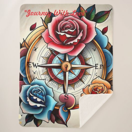 Couverture Sherpa "Rose Compass: A Symbol of Love and Bliss" (Devant)
