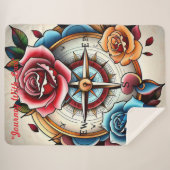 Couverture Sherpa "Rose Compass: A Symbol of Love and Bliss" (Devant (Horizontal))
