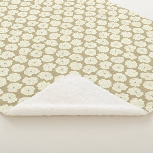 Couverture Sherpa Rose crème sur Beige d'or - motif sans couture. (3/4)