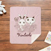 Couverture Sherpa Rose Cute Kitten Bunny Animal Amis Filles Enfants