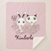 Couverture Sherpa Rose Cute Kitten Bunny Animal Amis Filles Enfants (Devant)