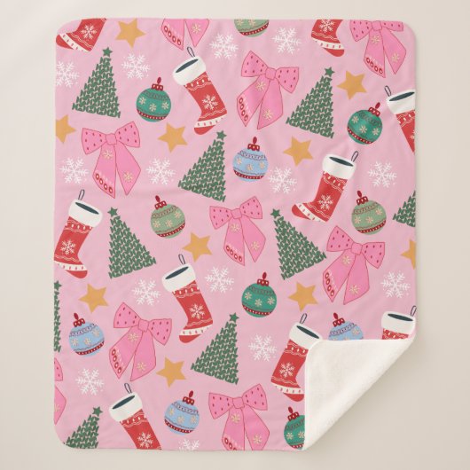 Couverture Sherpa Rose de Noël mignon (Devant)