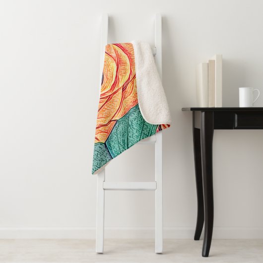 Couverture Sherpa Rose de Tangerine tropicale (En situation)