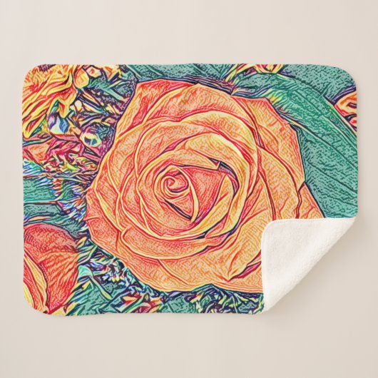 Couverture Sherpa Rose de Tangerine tropicale (Devant (Horizontal))