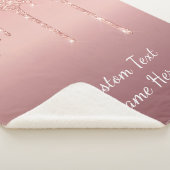 Couverture Sherpa Rose de texte personnalisé Parties scintillant d'é (3/4)