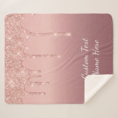 Couverture Sherpa Rose de texte personnalisé Parties scintillant d'é (Devant (Horizontal))