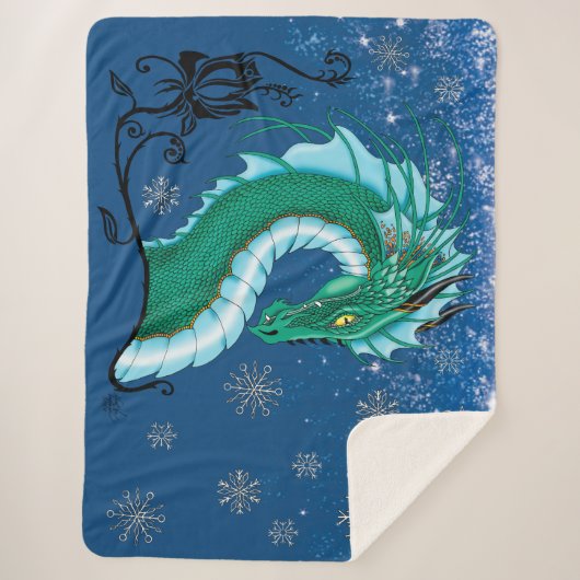 Couverture Sherpa Rose d'hiver Dragon (Devant)