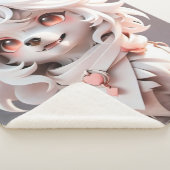 Couverture Sherpa Rosé Et Blanc Fluffé (3/4)