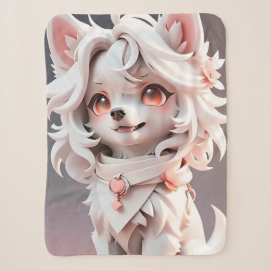 Couverture Sherpa Rosé Et Blanc Fluffé (Devant)