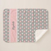 Couverture Sherpa Rose et gris avec pois et nom (Devant (Horizontal))