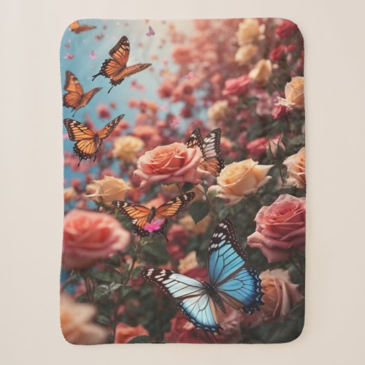 Couverture Sherpa Rose et papillons (Devant)