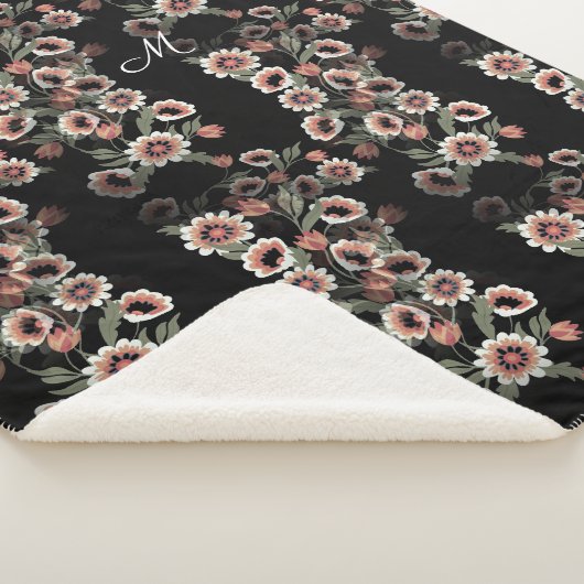 Couverture Sherpa Rose et vert doux d'inspiration baroque (3/4)