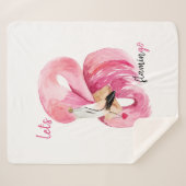 Couverture Sherpa Rose exotique moderne Flamant rose Aquarelle (Devant (Horizontal))