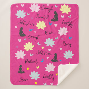 Couverture Sherpa Rose Fleurs de Lotus & Inspirati
