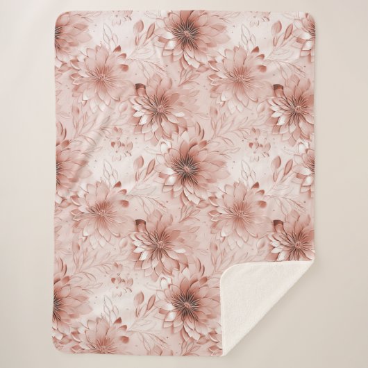Couverture Sherpa Rose Florale Rose Pâle (Devant)