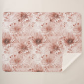 Couverture Sherpa Rose Florale Rose Pâle (Devant (Horizontal))