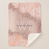 Couverture Sherpa Rose Gold Blush rose Agate Géode Parties scintilla (Devant)