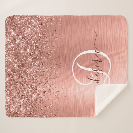 Couverture Sherpa Rose Gold brossé Parties scintillant métallique No (Devant (Horizontal))