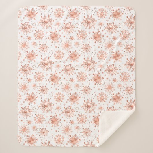Couverture Sherpa Rose Gold Snowflakes en blanc (Devant)