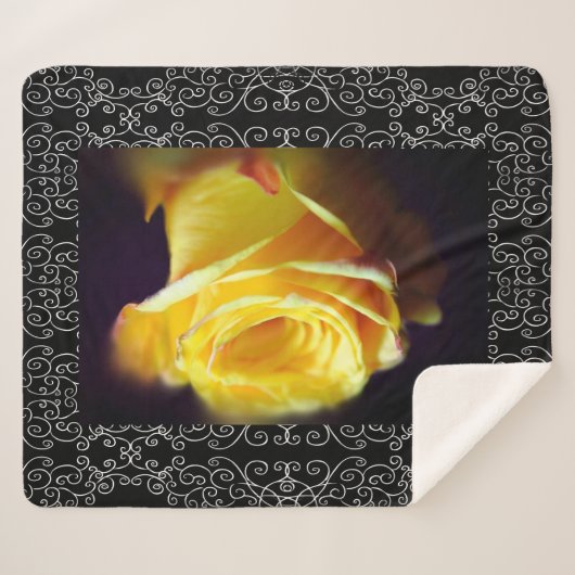 Couverture Sherpa Rose jaune mou (Devant (Horizontal))