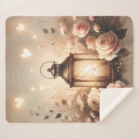 Couverture Sherpa Rose Lantern Glow Bouquet (Devant (Horizontal))
