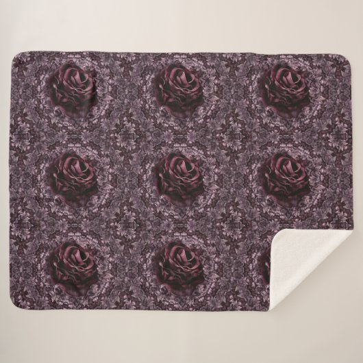 Couverture Sherpa Rose Mandala (Devant (Horizontal))