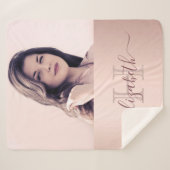 Couverture Sherpa Rose or blush rose photo nom monogramme (Devant (Horizontal))