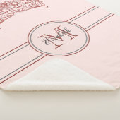 Couverture Sherpa Rose or tiara couronne bleu rose nom monogramme (3/4)