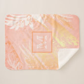 Couverture Sherpa Rose or tropical palmier feuille monogramme (Devant (Horizontal))