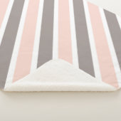 Couverture Sherpa Rose Pâle Blanc Gris Rayures (3/4)