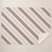 Couverture Sherpa Rose Pâle Blanc Gris Rayures (Devant (Horizontal))