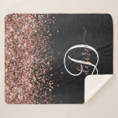 Couverture Sherpa Rose personnalisé Parties scintillant or noir Étin (Devant (Horizontal))