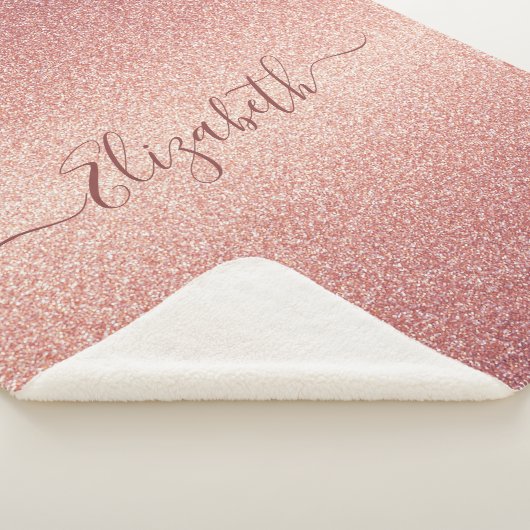 Couverture Sherpa Rose rose nom or parties scintillant (3/4)