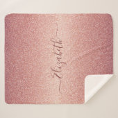 Couverture Sherpa Rose rose nom or parties scintillant (Devant (Horizontal))