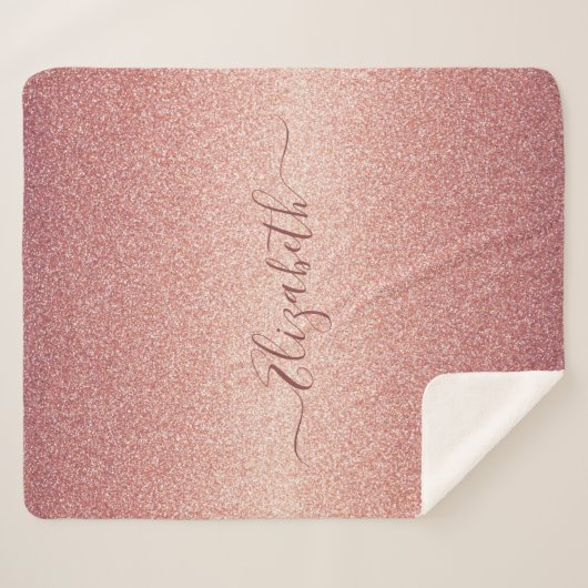 Couverture Sherpa Rose rose nom or parties scintillant (Devant (Horizontal))