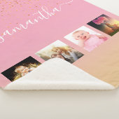 Couverture Sherpa Rose rose or nom photo collage (3/4)