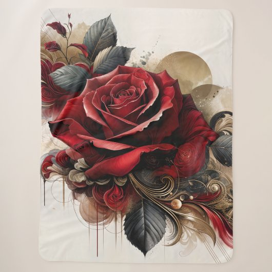 Couverture Sherpa Rose rouge (Devant)