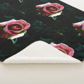 Couverture Sherpa Rose rouge peinte à l'huile (3/4)