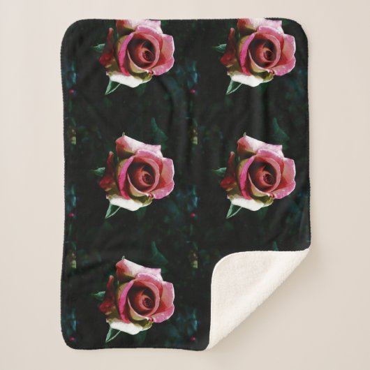 Couverture Sherpa Rose rouge peinte à l'huile (Devant)