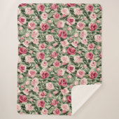 Couverture Sherpa Rose rouge vert Rose Floral (Devant)