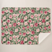 Couverture Sherpa Rose rouge vert Rose Floral (Devant (Horizontal))