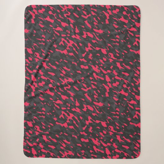 Couverture Sherpa Rose vif Noir Violet Camo Abstrait (Devant)