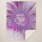 Couverture Sherpa Rose violet passion Fleur Art Abstrait Fractal (Devant)