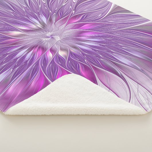 Couverture Sherpa Rose violet passion Fleur Art Abstrait Fractal (3/4)