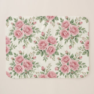 Couverture Sherpa Roses à l'aquarelle rose vintage motif floral sans